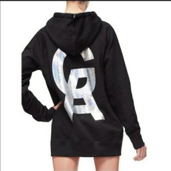 GOOD AMERICAN The Icon Hoodie Jacket Oversized  black Sz S - Picture 9 of 11